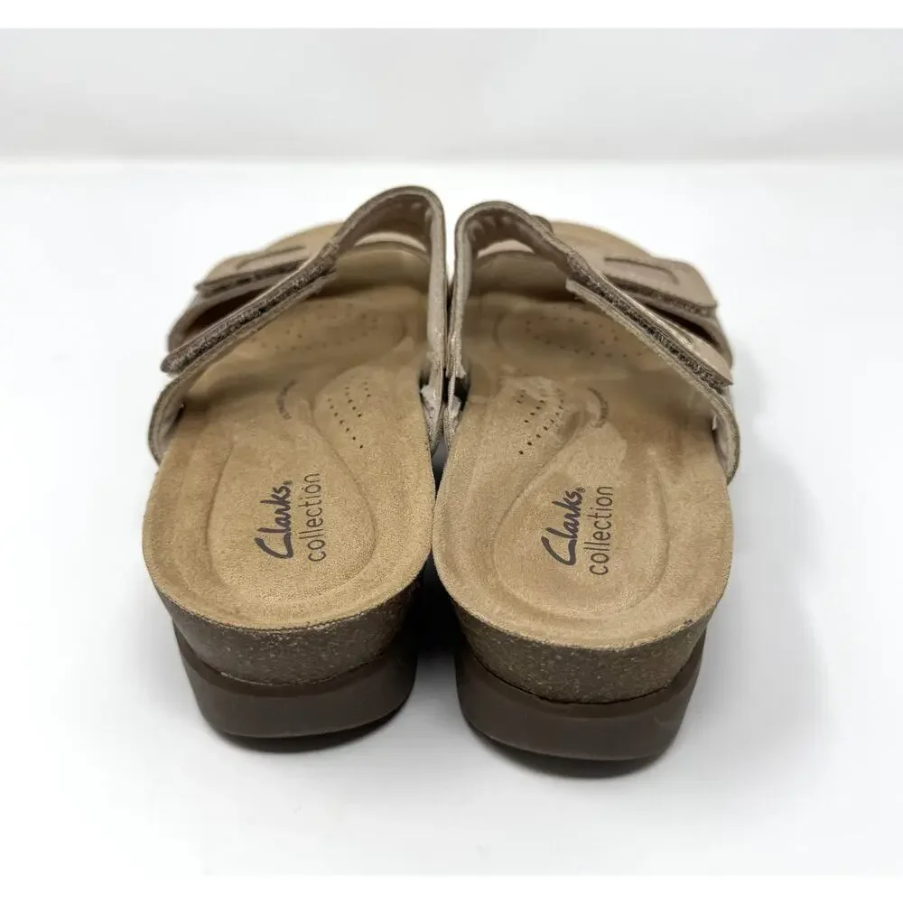 Clarks Women's Calenne Maye Wedge Sandal, Sand Combi,  Size 8.5 - Picture 4 of 7